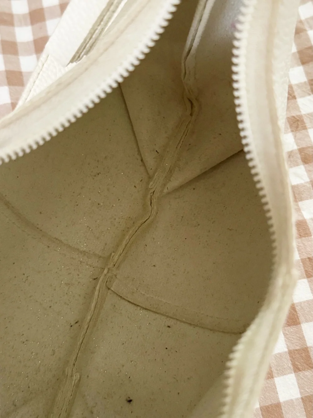 Cream Pebbled Leather Shoulder Bag